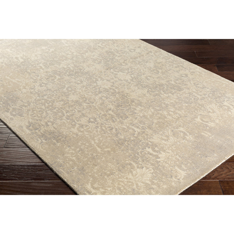 Bungalow Rose Anselma Handmade Wool Cream/Taupe/Medium Gray Area Rug